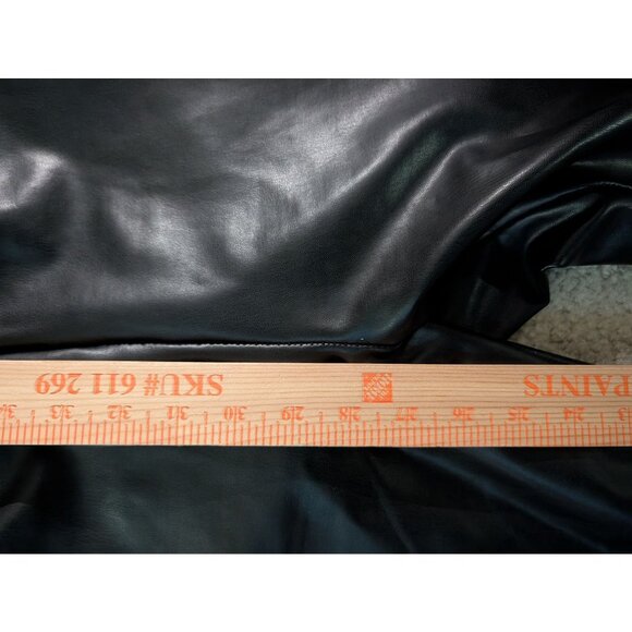 Women's M Forever 21 Faux Leather Flare Pants Black High Rise Bell Bottom Vegan - Picture 5 of 7